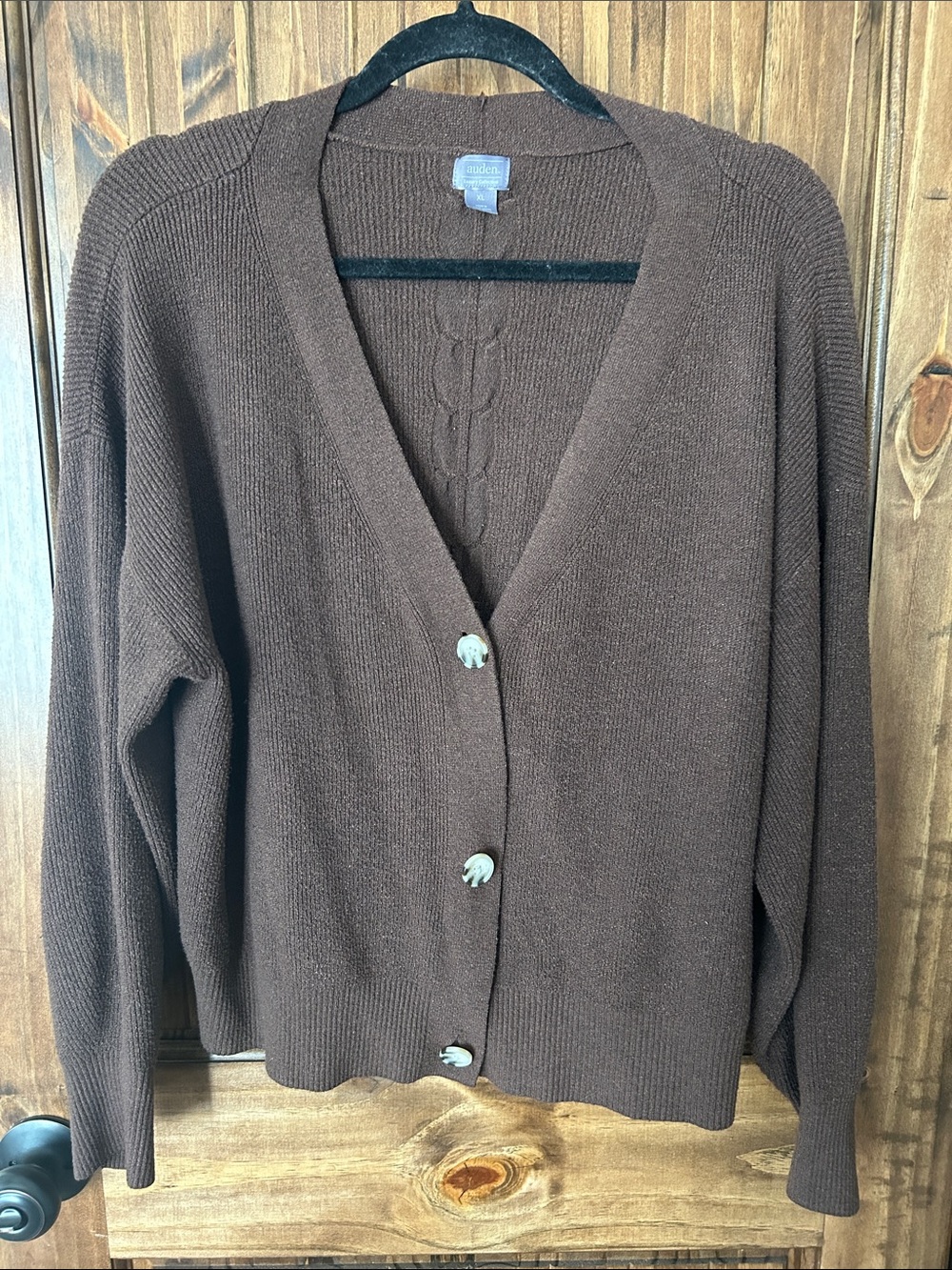 Auden Chocolate Brown V‑Neck Button Cardigan
